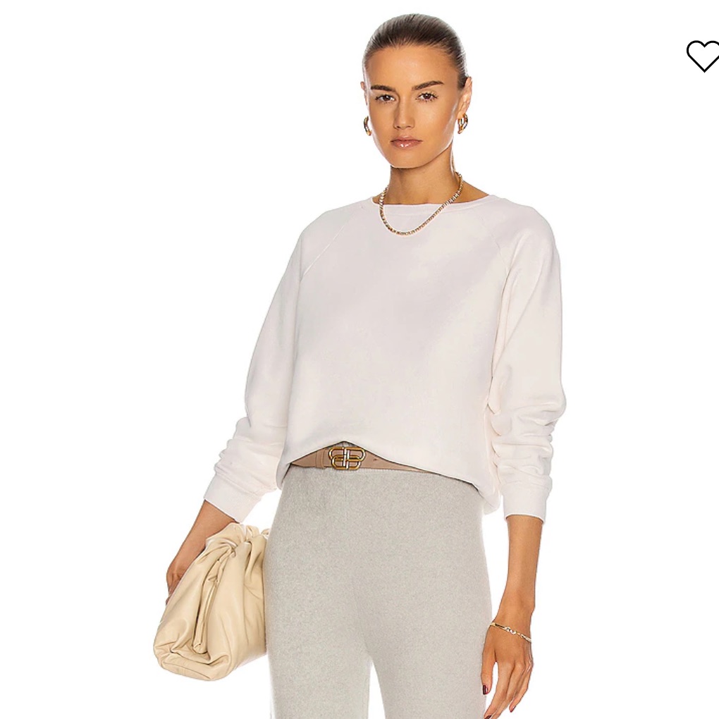 Nili Lotan Cropped Crew Neck Sweater Ecru Xs